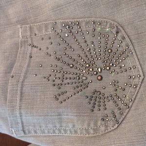 EUC Chico's Platinum Embellished Jeans Size 0 (US 4) Gray Boot cut Medium Rise